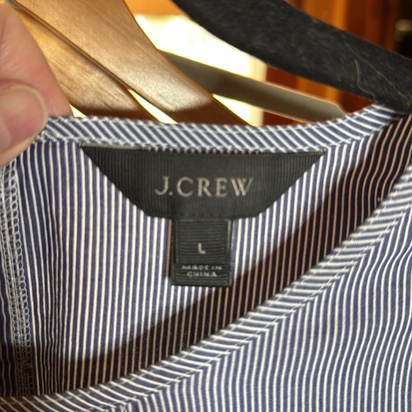 J. Crew Embroidered Stripe 100% Cotton Poplin Bell Sleeve Blouse Size Large - Picture 2 of 10